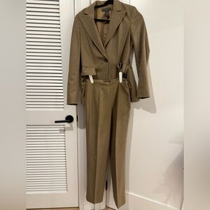 SOLD Size 4 Brown Blazer suit set matching set stretch made in Italy